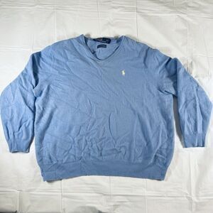 Polo Ralph Lauren 100% Merino Wool V-Neck Sweater Blue Men’s 2X Pullover